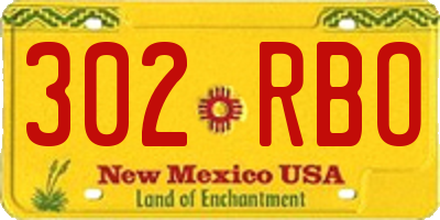 NM license plate 302RBO