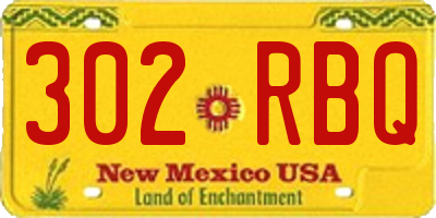 NM license plate 302RBQ