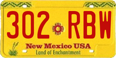 NM license plate 302RBW