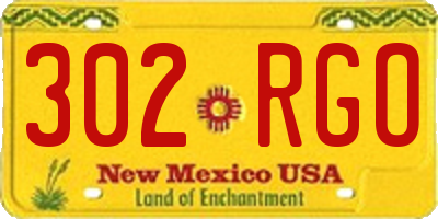NM license plate 302RGO