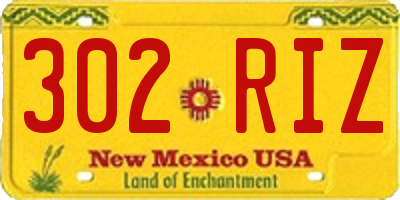 NM license plate 302RIZ