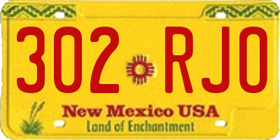NM license plate 302RJO
