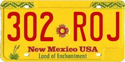 NM license plate 302ROJ