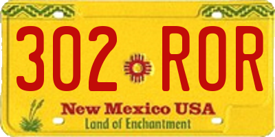 NM license plate 302ROR