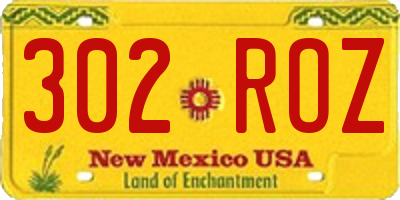 NM license plate 302ROZ