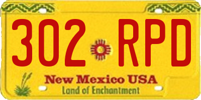 NM license plate 302RPD