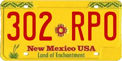 NM license plate 302RPO