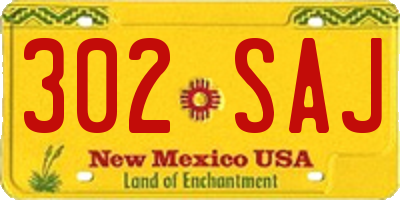 NM license plate 302SAJ