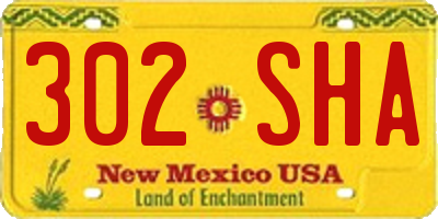 NM license plate 302SHA