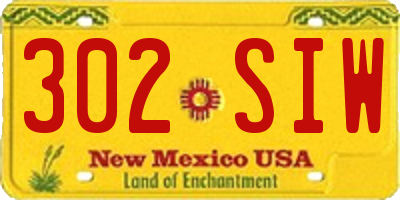 NM license plate 302SIW