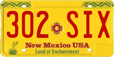NM license plate 302SIX