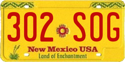 NM license plate 302SOG