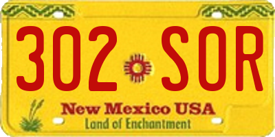 NM license plate 302SOR