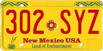 NM license plate 302SYZ