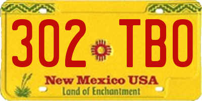 NM license plate 302TBO