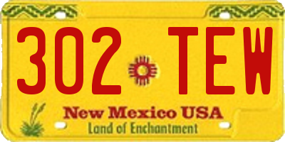 NM license plate 302TEW