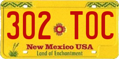 NM license plate 302TOC