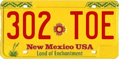 NM license plate 302TOE