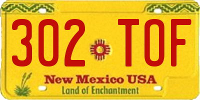 NM license plate 302TOF