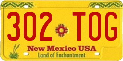 NM license plate 302TOG