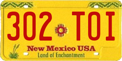 NM license plate 302TOI