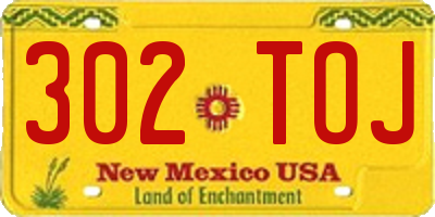 NM license plate 302TOJ
