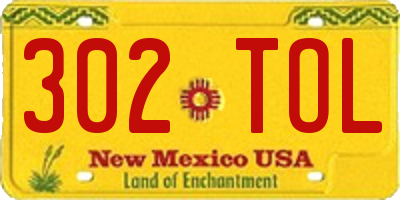 NM license plate 302TOL