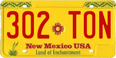 NM license plate 302TON