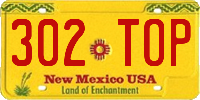 NM license plate 302TOP