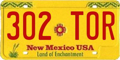 NM license plate 302TOR