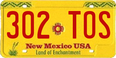 NM license plate 302TOS