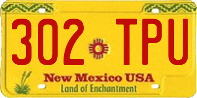 NM license plate 302TPU