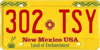 NM license plate 302TSY