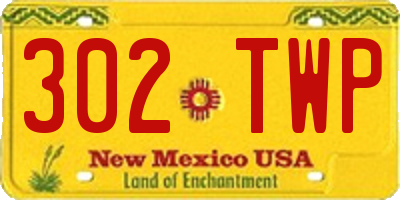 NM license plate 302TWP