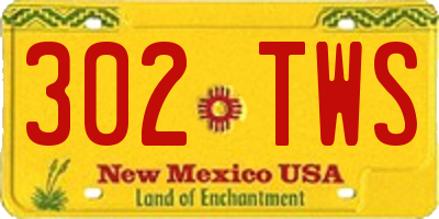 NM license plate 302TWS