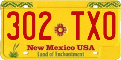 NM license plate 302TXO