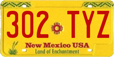 NM license plate 302TYZ