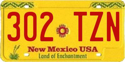 NM license plate 302TZN