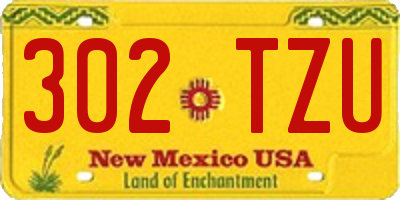 NM license plate 302TZU