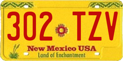 NM license plate 302TZV