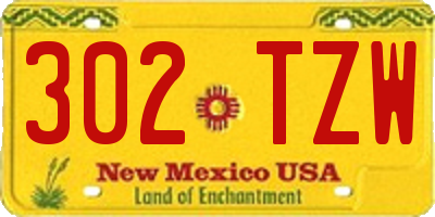 NM license plate 302TZW