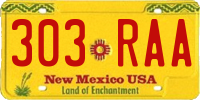NM license plate 303RAA