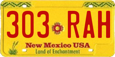 NM license plate 303RAH