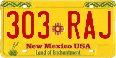 NM license plate 303RAJ