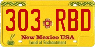 NM license plate 303RBD