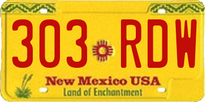 NM license plate 303RDW