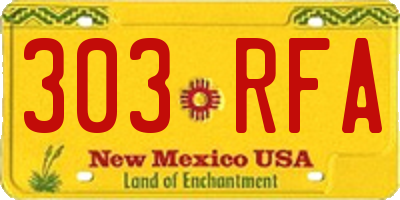 NM license plate 303RFA