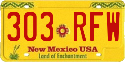 NM license plate 303RFW