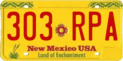 NM license plate 303RPA