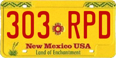 NM license plate 303RPD